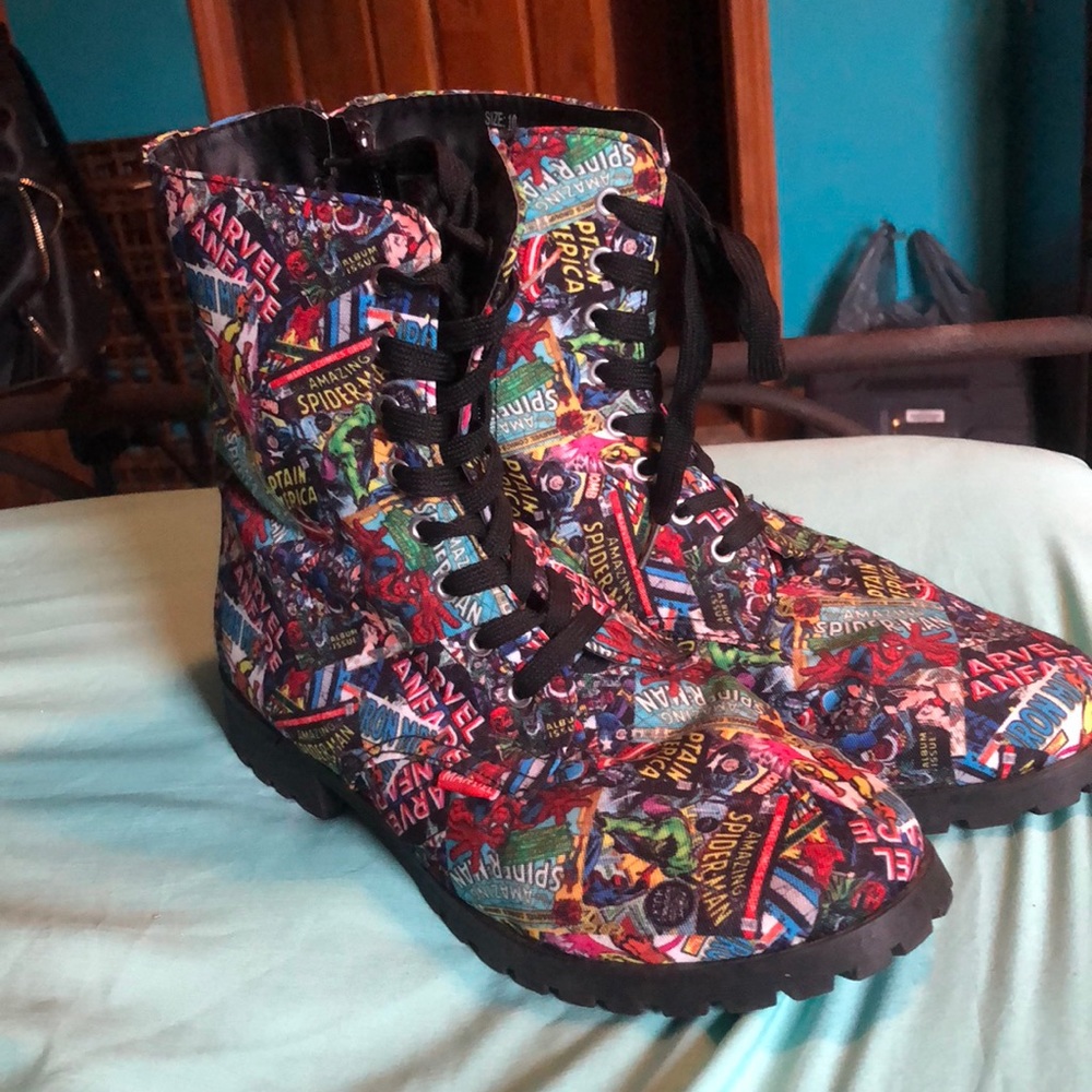 Marvel comic book style combat boots